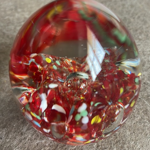 Vintage Egg Glass Paperweight NORLEANS Japan Blow Glass Art Retro Red Gift - Picture 7 of 8